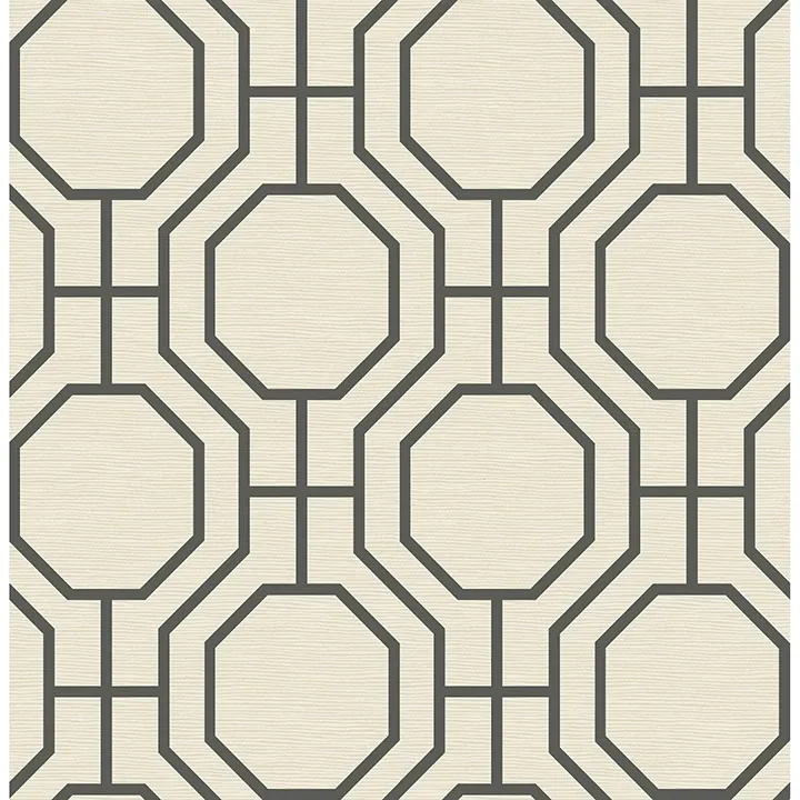 A-Street Prints Manor Black Geometric Trellis Wallpaper - SKU 4122-27049