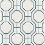 A-Street Prints Manor Blue Geometric Trellis Wallpaper - SKU 4122-27048