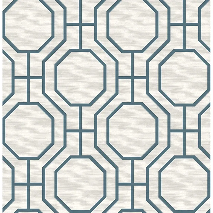 4122-27048 | Manor Blue Geometric Trellis Wallpaper