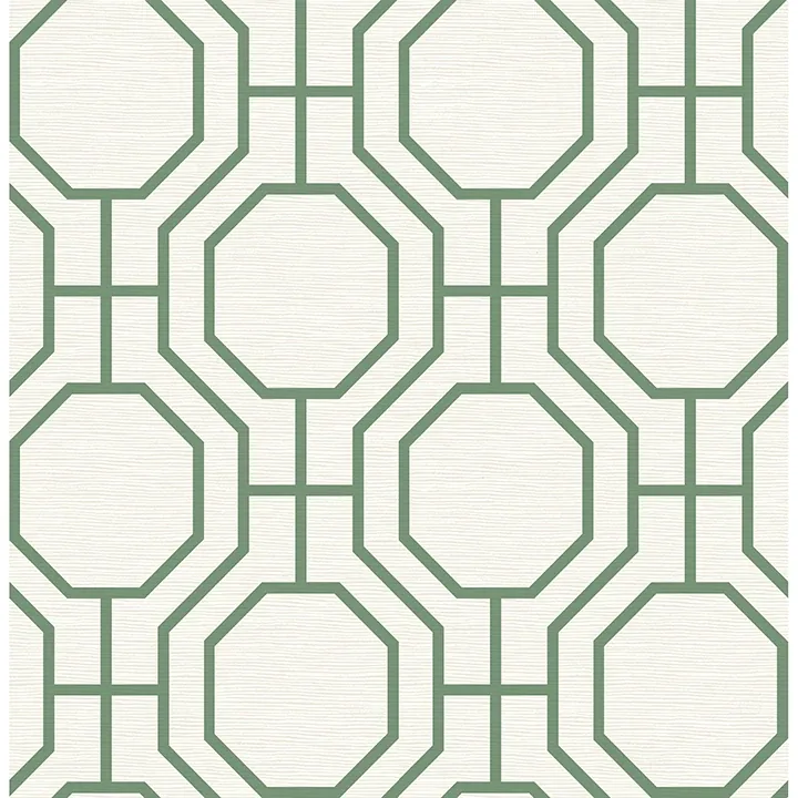4122-27047 | Manor Green Geometric Trellis Wallpaper