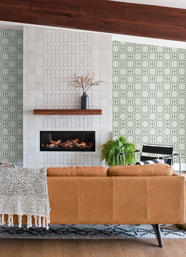 A-Street Prints Manor Green Geometric Trellis Wallpaper - SKU 4122-27047