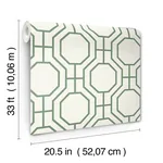 A-Street Prints Manor Green Geometric Trellis Wallpaper - SKU 4122-27047