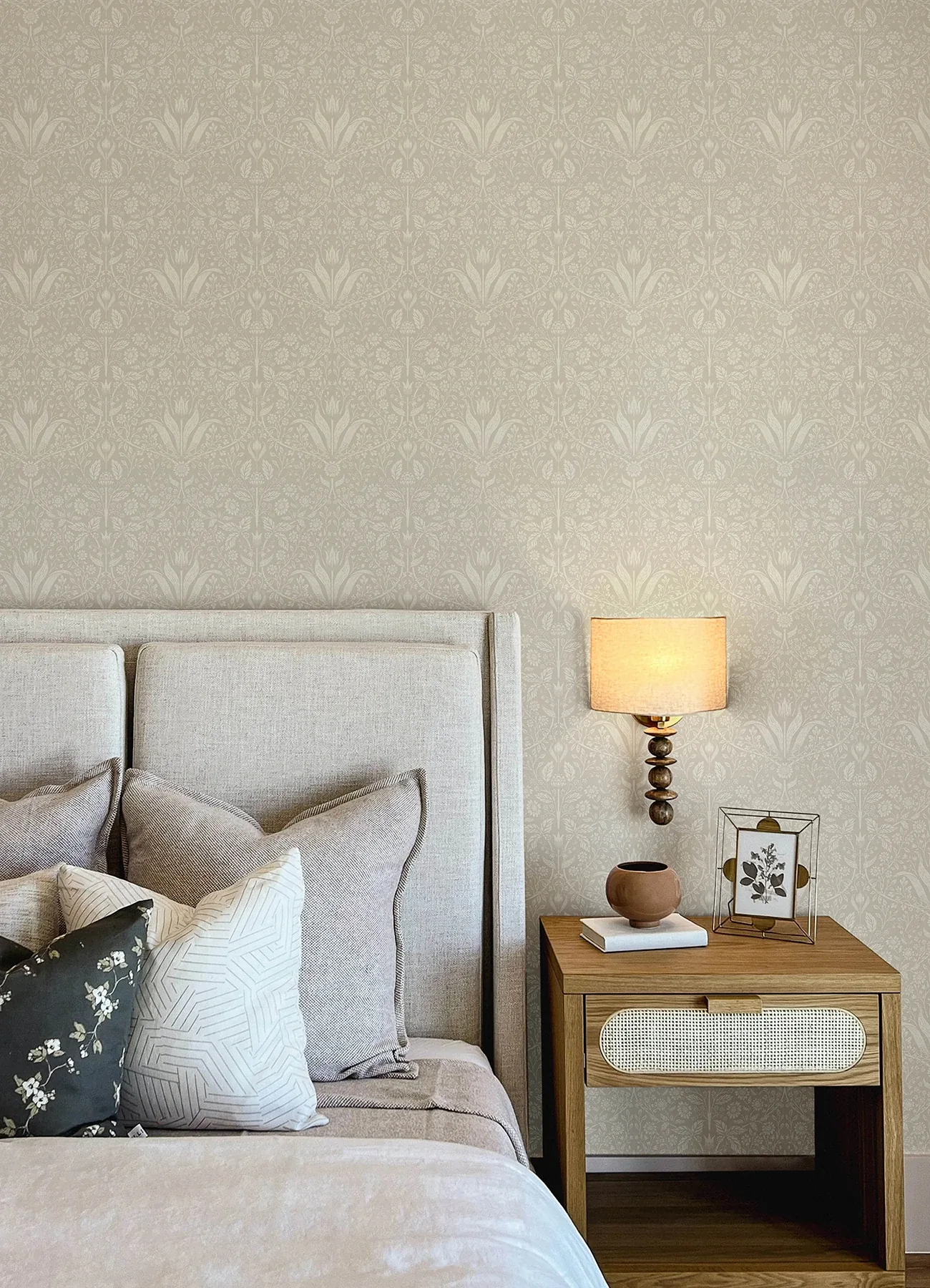 A-Street Prints Mara Beige Tulip Ogee Wallpaper - SKU 4143-34039