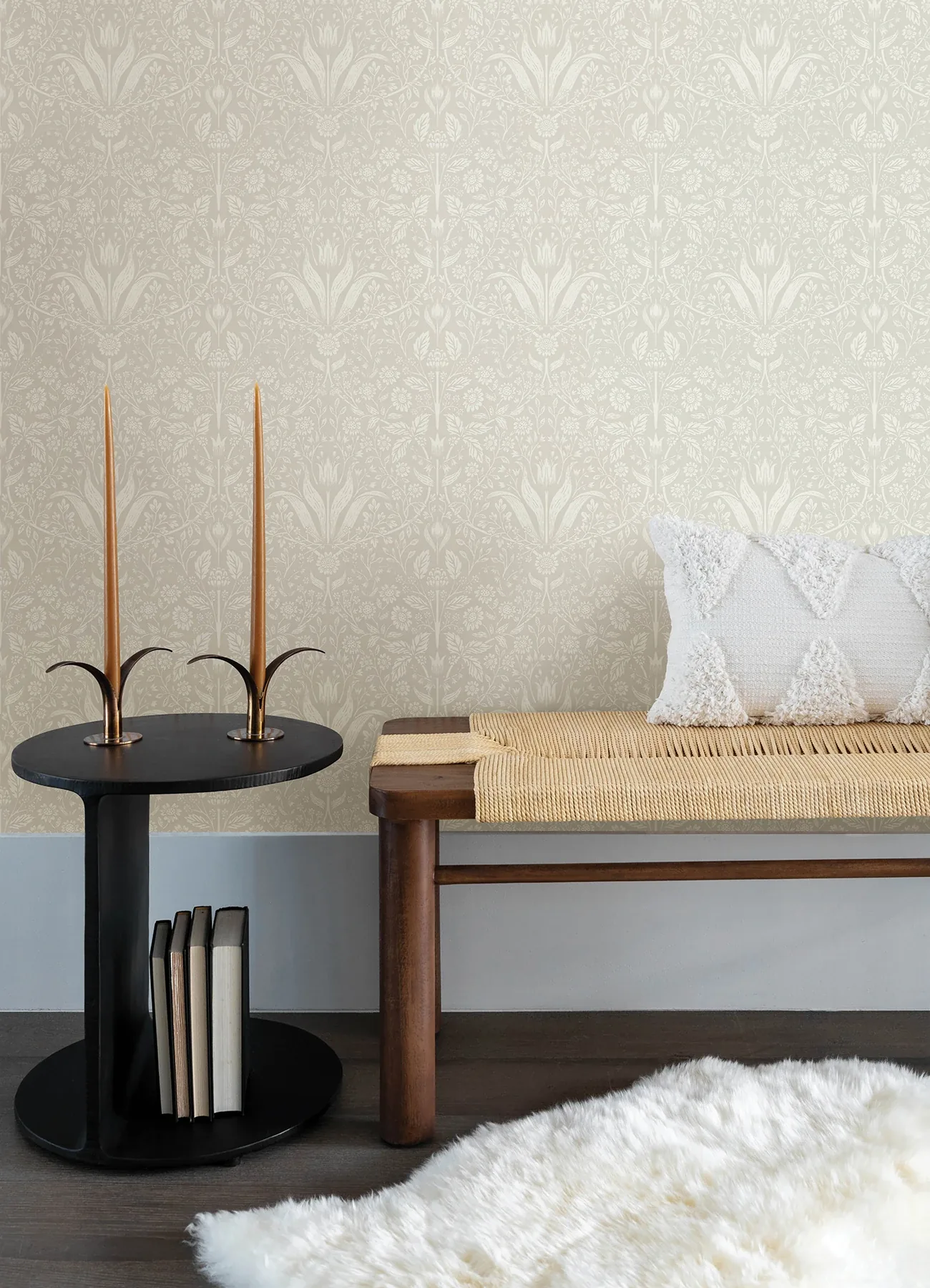 A-Street Prints Mara Beige Tulip Ogee Wallpaper - SKU 4143-34039