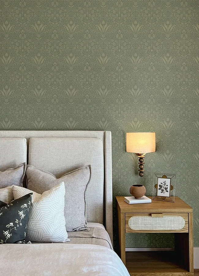 A-Street Prints Mara Green Tulip Ogee Wallpaper | Wallpaper Twins A-Street Prints Mara Green Tulip Ogee Wallpaper - SKU 4143-34009