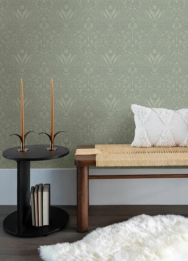 A-Street Prints Mara Green Tulip Ogee Wallpaper | Wallpaper Twins A-Street Prints Mara Green Tulip Ogee Wallpaper - SKU 4143-34009