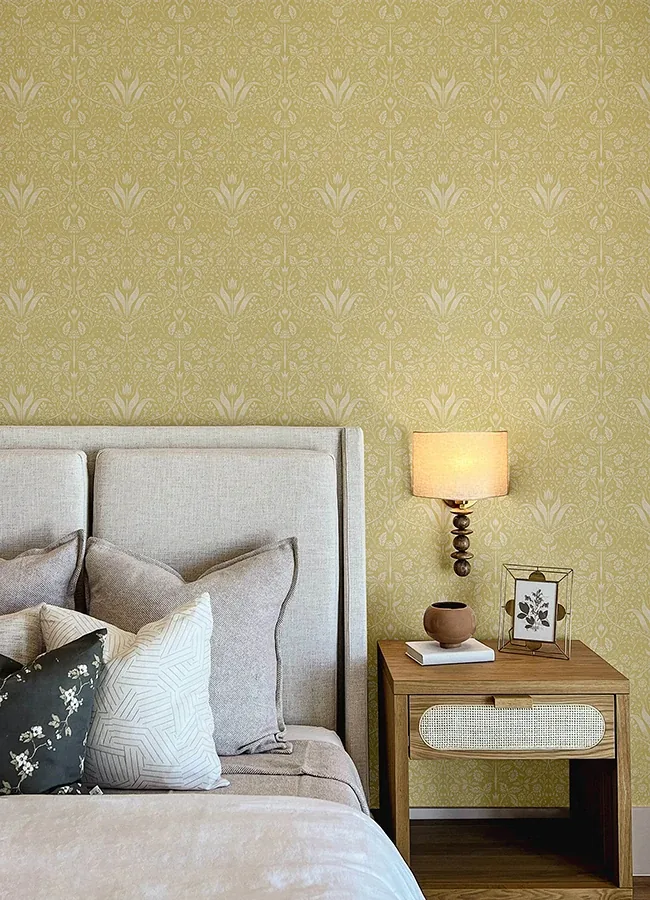 A-Street Prints Mara Yellow Tulip Ogee Wallpaper | Wallpaper Twins A-Street Prints Mara Yellow Tulip Ogee Wallpaper - SKU 4143-34038
