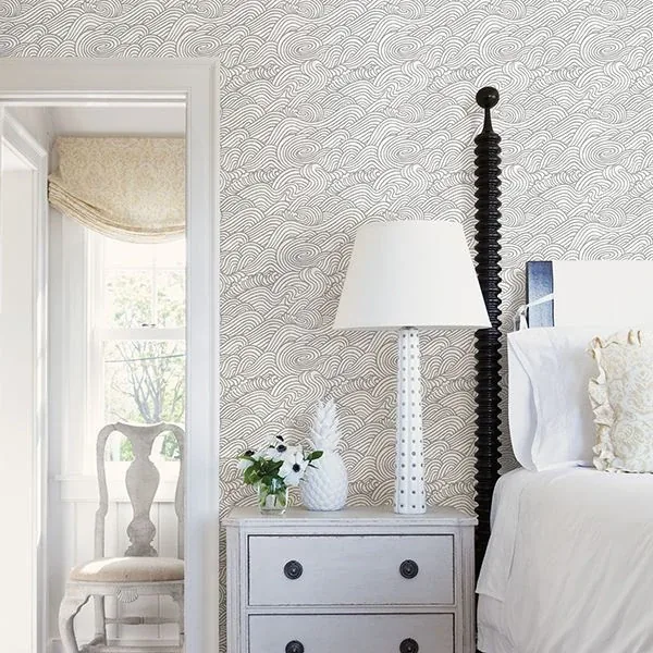 A-Street Prints Mare Grey Wave Wallpaper - SKU 2744-24131