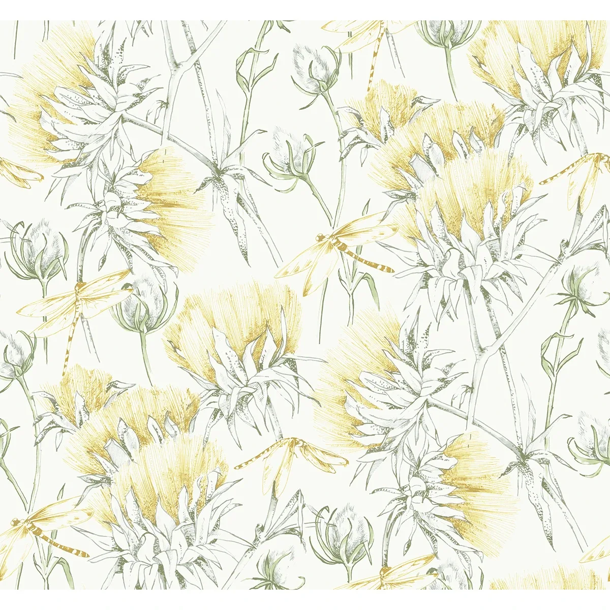 A-Street Prints Mariell Gold Dragonfly Wallpaper - SKU 2973-90404
