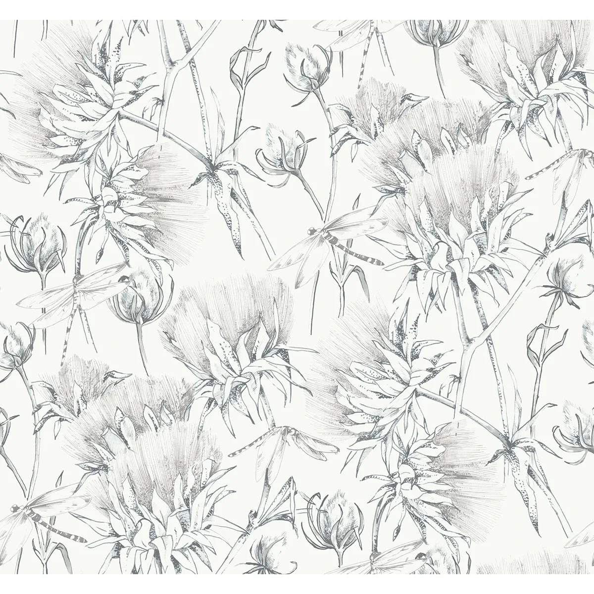 A-Street Prints Mariell Grey Dragonfly Wallpaper - SKU 2973-90402