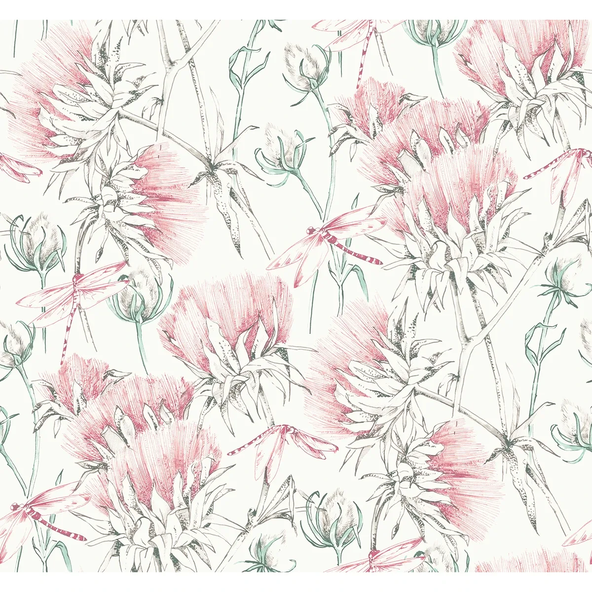 A-Street Prints Mariell Pink Dragonfly Wallpaper - SKU 2973-90405