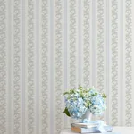 A-Street Prints Marigold Wreath Baby Blue Rush Floral Stripe Wallpaper - SKU AST4650