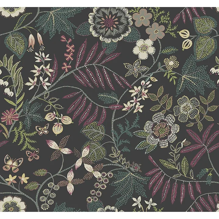 A-Street Prints Marilyn Black Floral Trail Wallpaper - SKU 4034-72138
