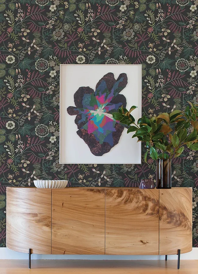 A-Street Prints Marilyn Black Floral Trail Wallpaper | Wallpaper Twins A-Street Prints Marilyn Black Floral Trail Wallpaper - SKU 4034-72138