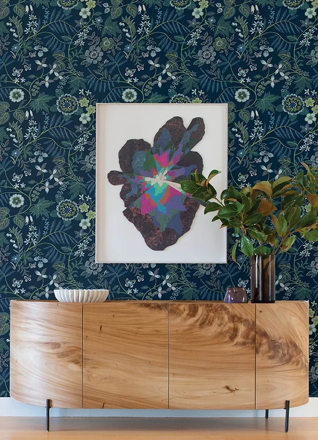 A-Street Prints Marilyn Dark Blue Floral Trail Wallpaper | Wallpaper Twins A-Street Prints Marilyn Dark Blue Floral Trail Wallpaper - SKU 4034-72135