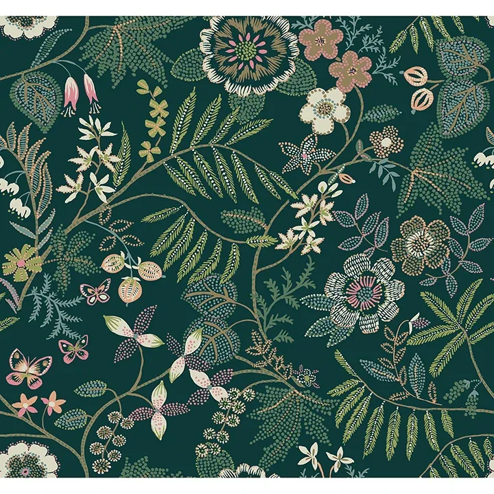 A-Street Prints Marilyn Green Floral Trail Wallpaper - SKU 4034-72139