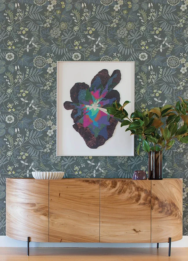 A-Street Prints Marilyn Light Grey Floral Trail Wallpaper - SKU 4034-72136
