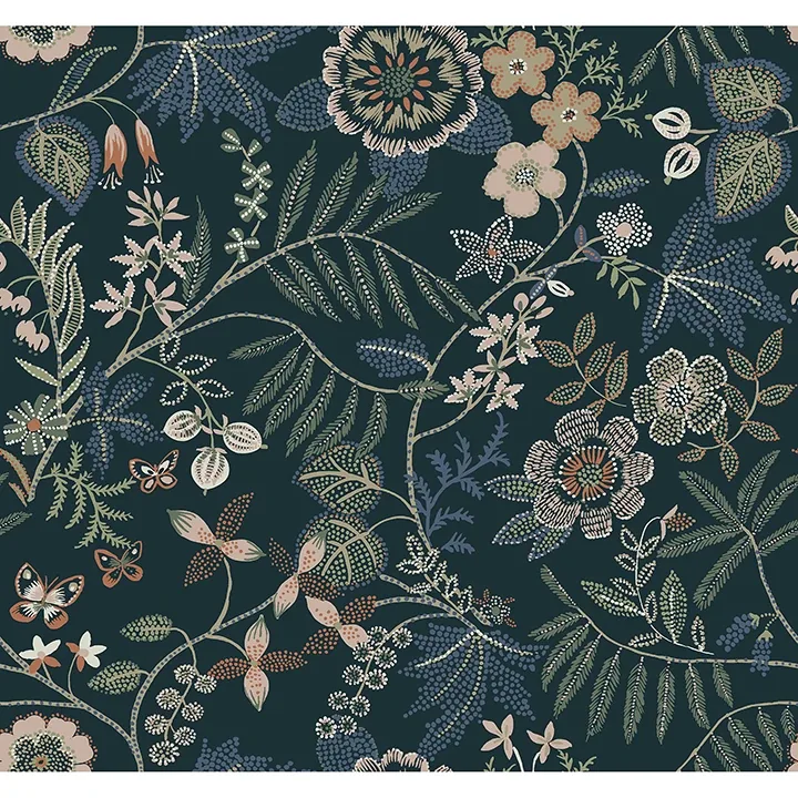 A-Street Prints Marilyn Sea Green Floral Trail Wallpaper - SKU 4034-72137