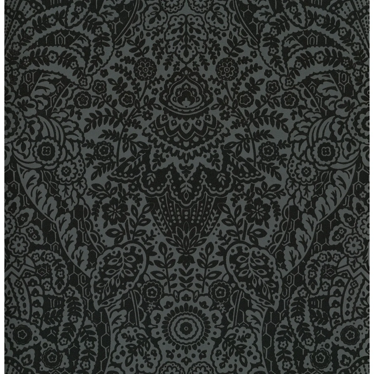 A-Street Prints Maris Charcoal Flock Damask Wallpaper - SKU 2973-87365