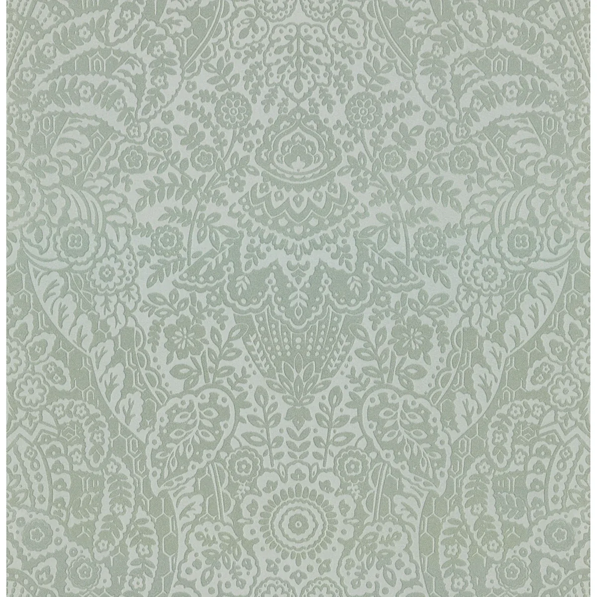 2973-87366 | Maris Silver Flock Damask Wallpaper