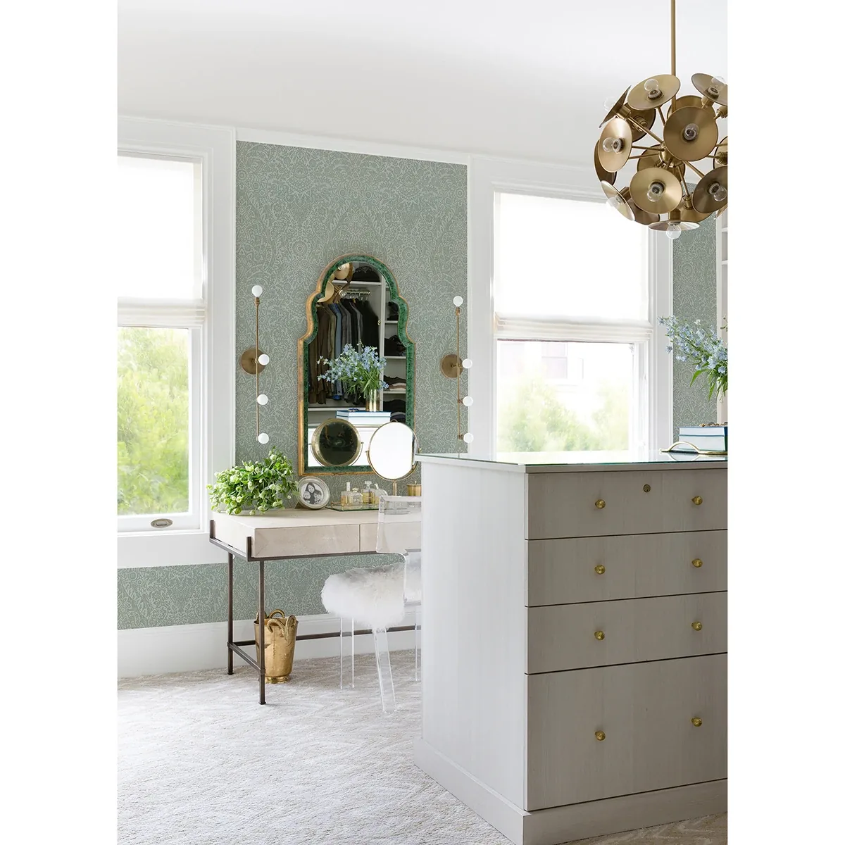 A-Street Prints Maris Silver Flock Damask Wallpaper - SKU 2973-87366