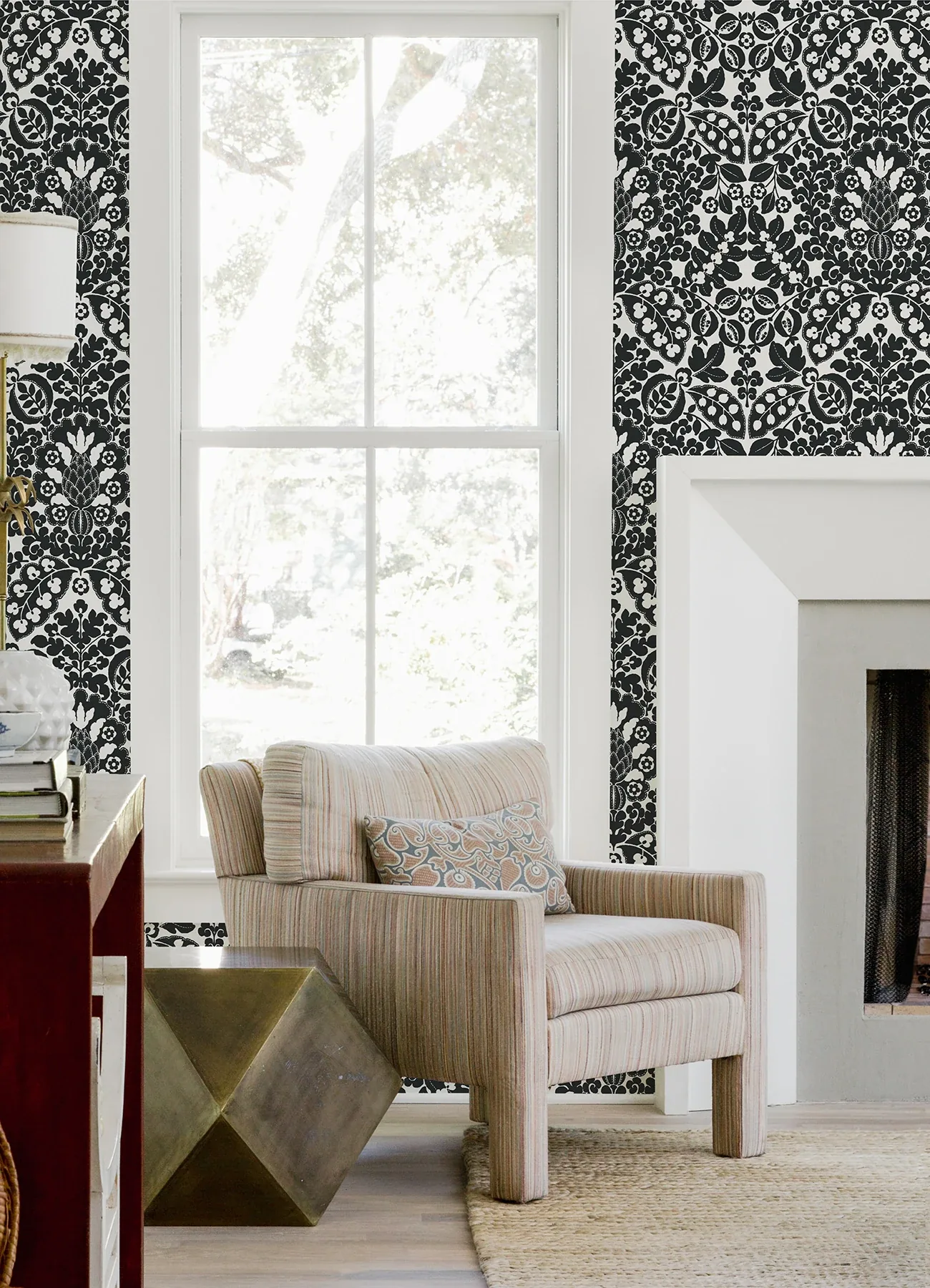 A-Street Prints Marni Black Fruit Damask Wallpaper - SKU 4081-26337