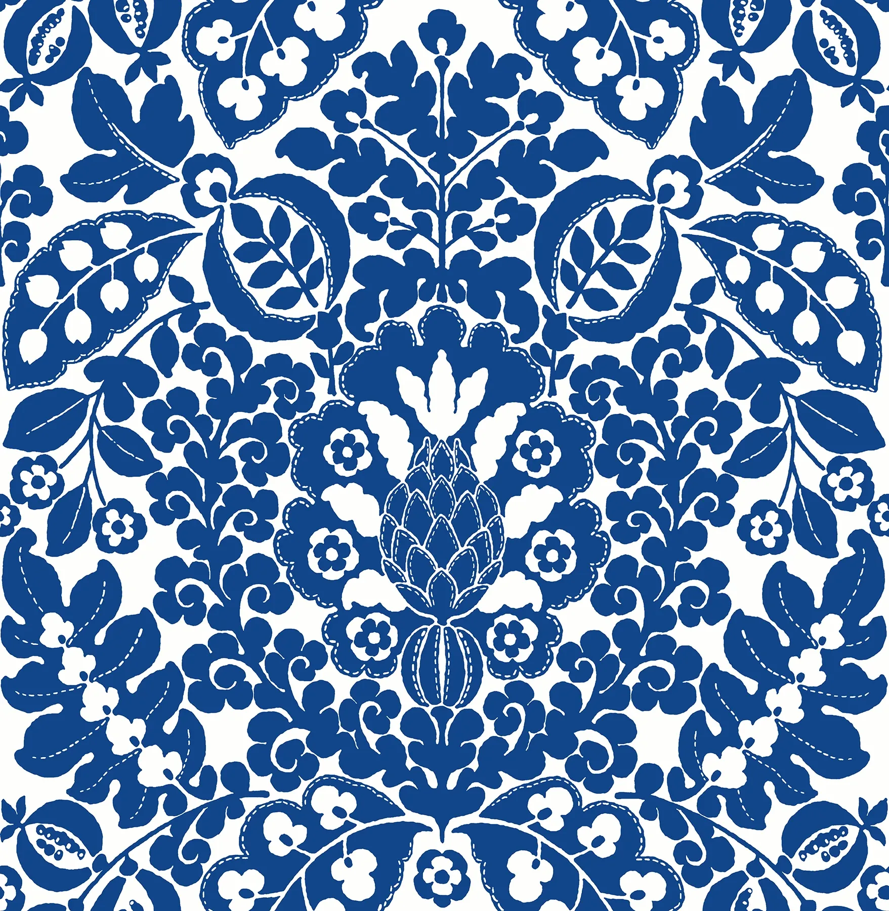 A-Street Prints Marni Blue Fruit Damask Wallpaper - SKU 4081-26332