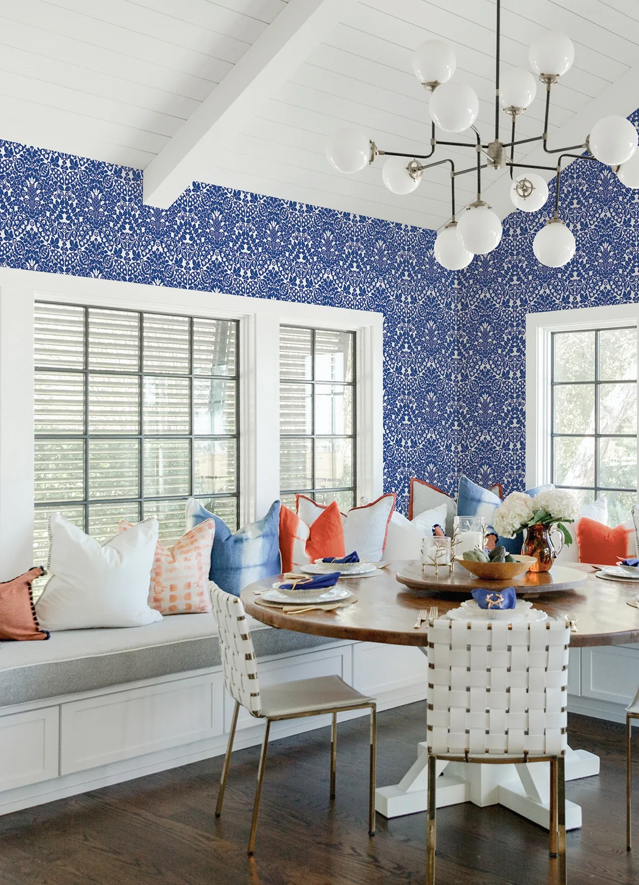 A-Street Prints Marni Blue Fruit Damask Wallpaper - SKU 4081-26332