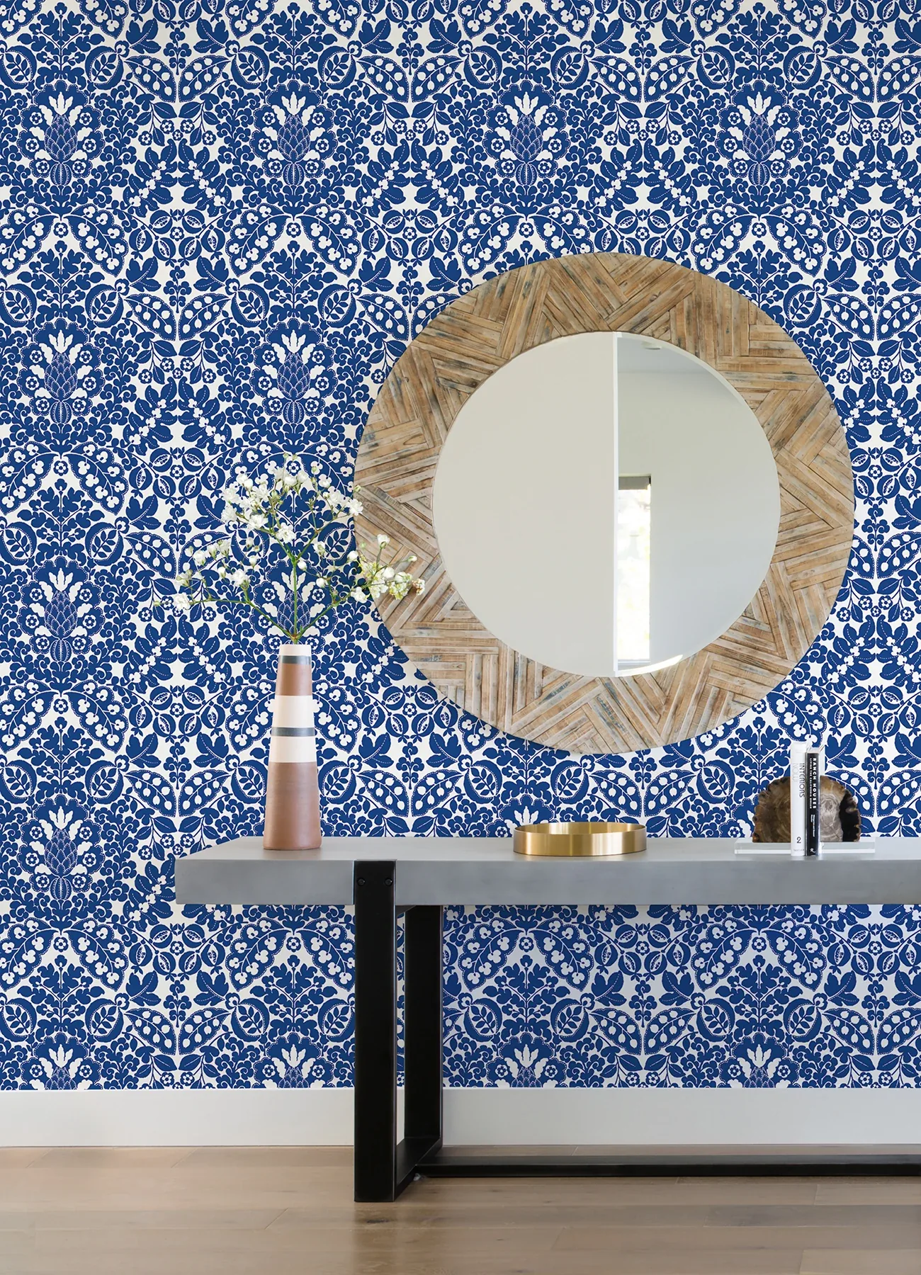 A-Street Prints Marni Blue Fruit Damask Wallpaper | Wallpaper Twins A-Street Prints Marni Blue Fruit Damask Wallpaper - SKU 4081-26332