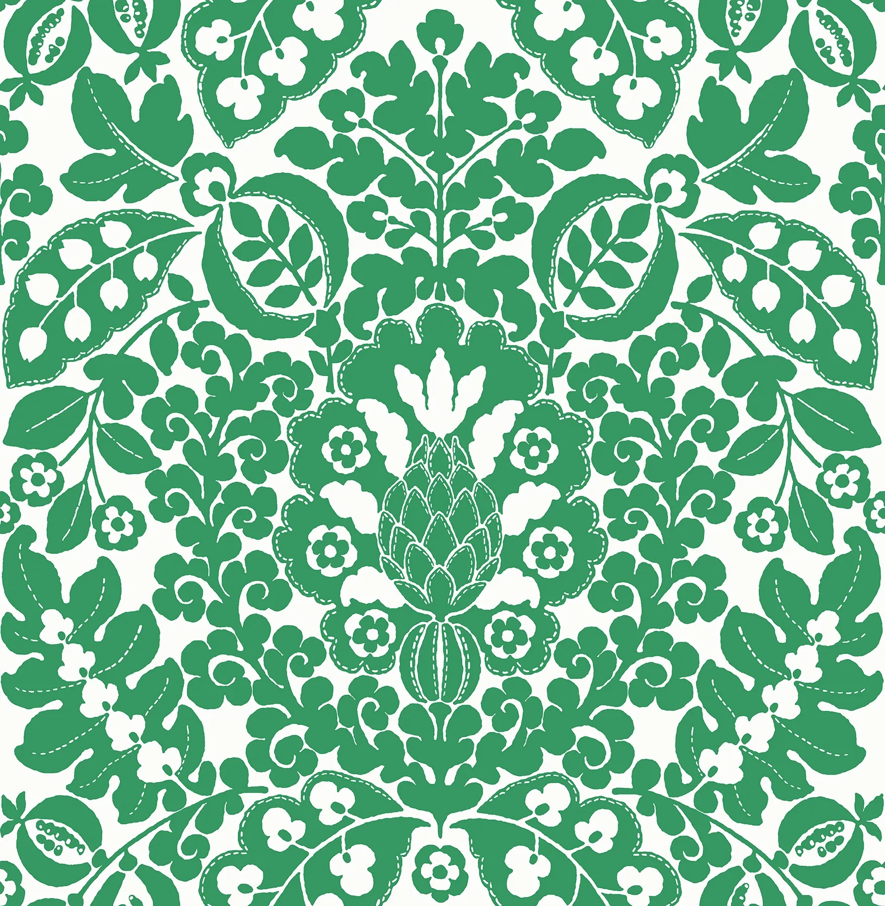 A-Street Prints Marni Green Fruit Damask Wallpaper - SKU 4081-26333