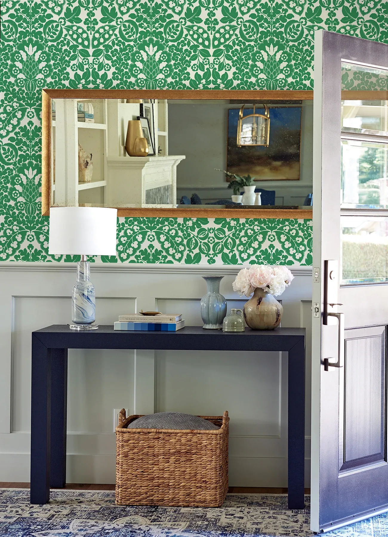A-Street Prints Marni Green Fruit Damask Wallpaper - SKU 4081-26333