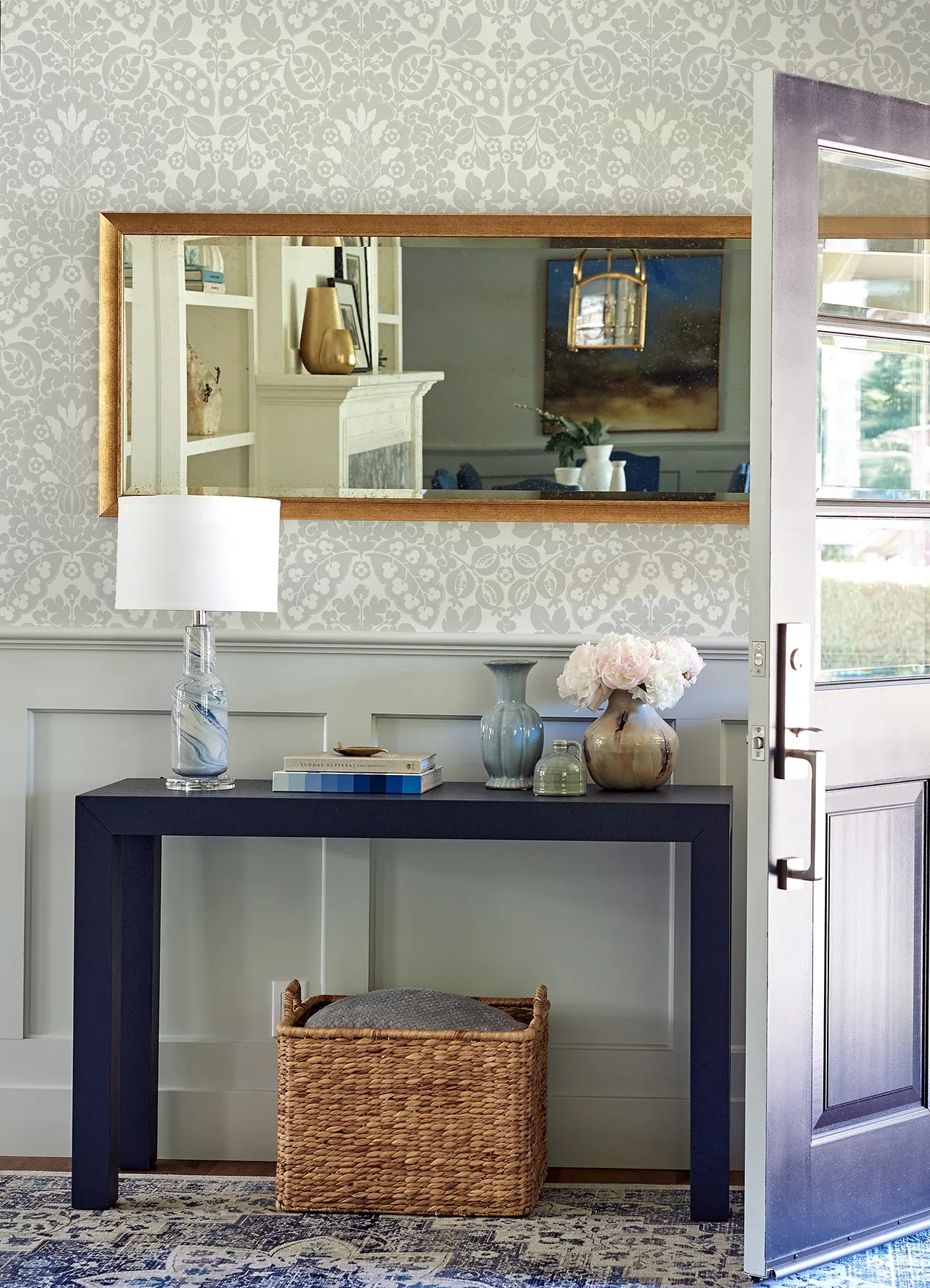 A-Street Prints Marni Grey Fruit Damask Wallpaper - SKU 4081-26335