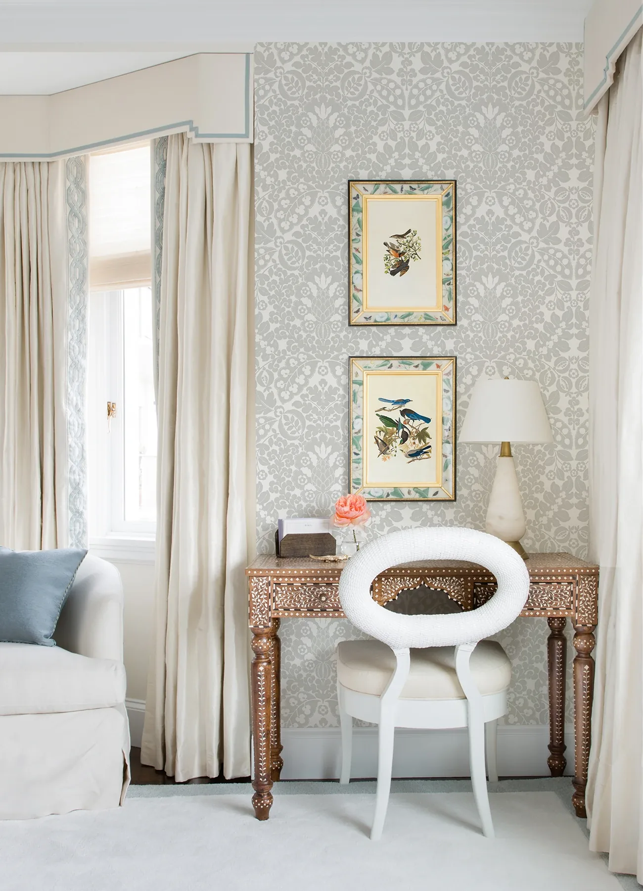 A-Street Prints Marni Grey Fruit Damask Wallpaper | Wallpaper Twins A-Street Prints Marni Grey Fruit Damask Wallpaper - SKU 4081-26335