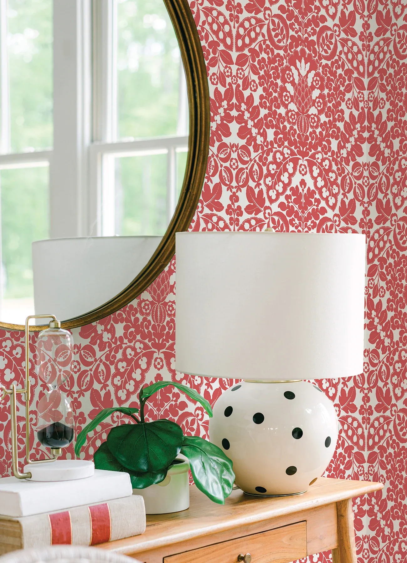 A-Street Prints Marni Red Fruit Damask Wallpaper - SKU 4081-26336