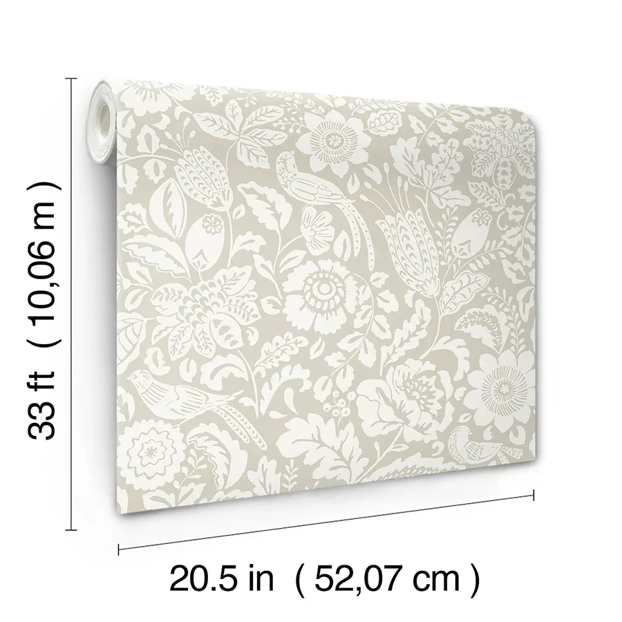 A-Street Prints Marta Beige Floral Trail Wallpaper - SKU 4147-27361