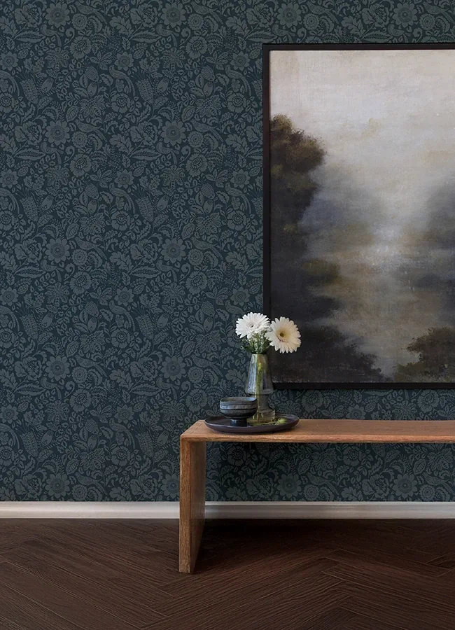 A-Street Prints Marta Navy Floral Trail Wallpaper - SKU 4147-27360