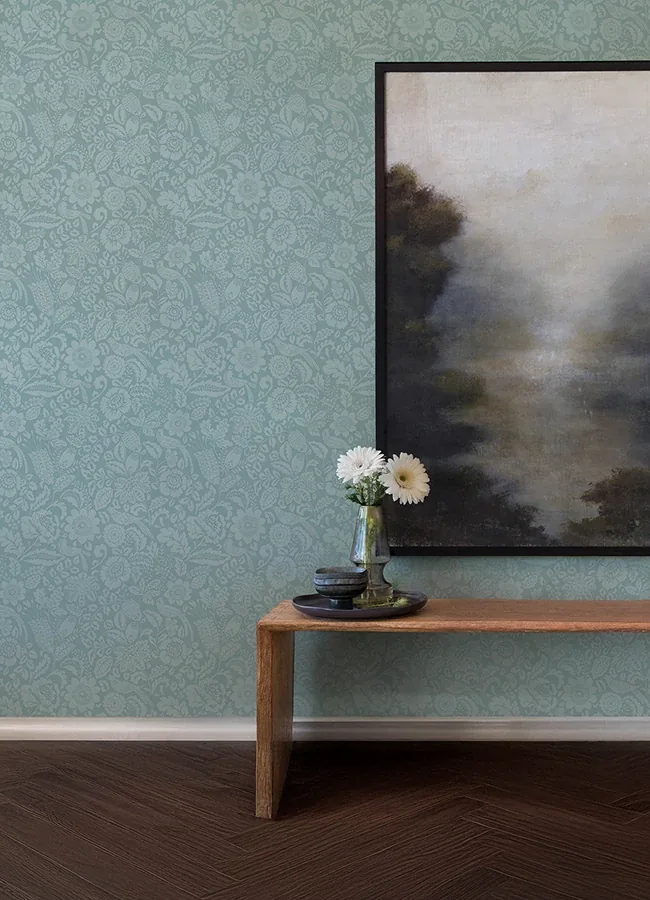 A-Street Prints Marta Teal Floral Trail Wallpaper - SKU 4147-27363
