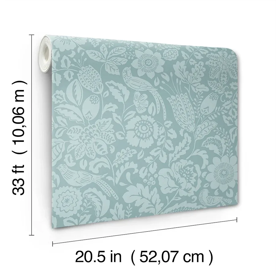 A-Street Prints Marta Teal Floral Trail Wallpaper | Wallpaper Twins A-Street Prints Marta Teal Floral Trail Wallpaper - SKU 4147-27363