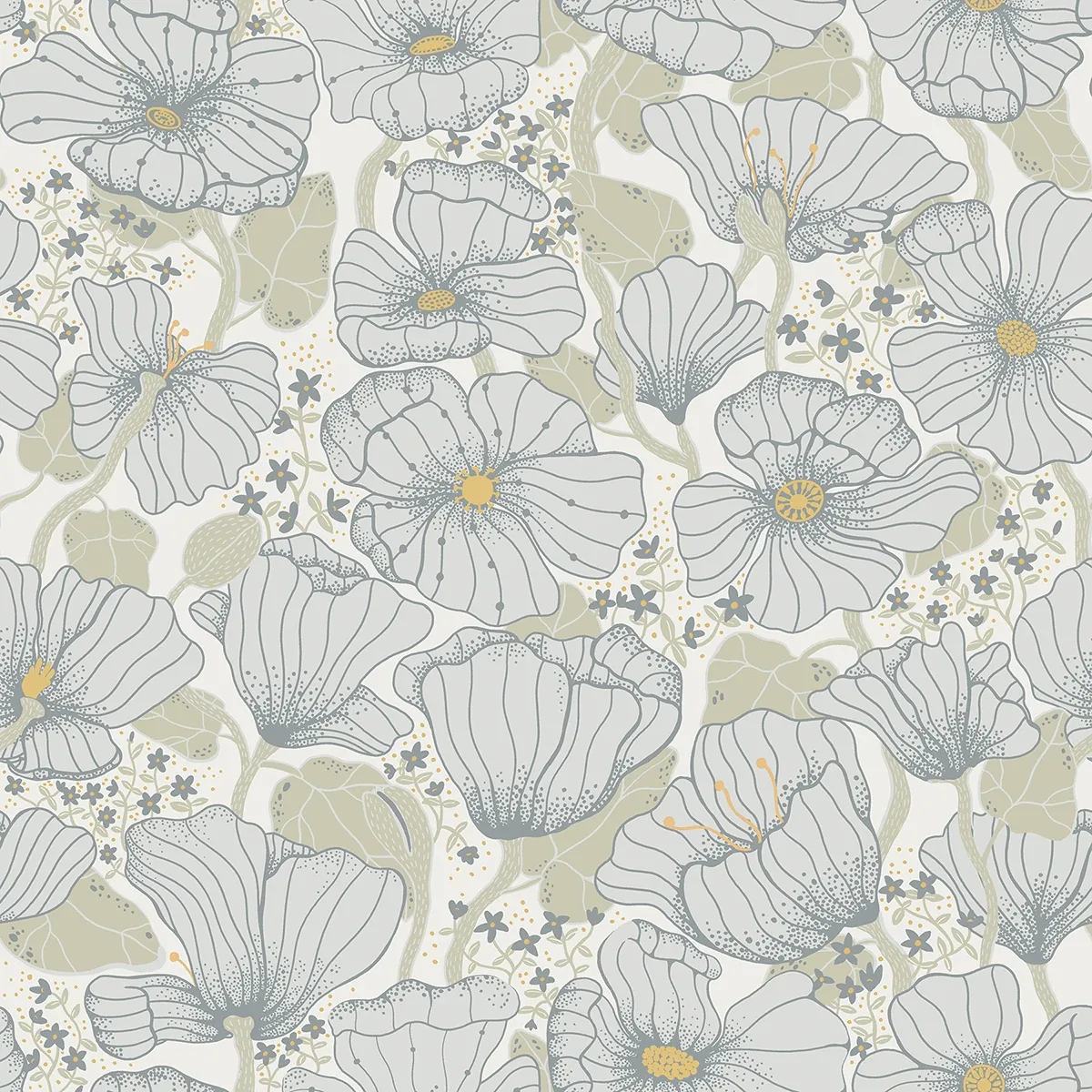 A-Street Prints Matilda Blue Poppy Fields Wallpaper - SKU 2932-65110
