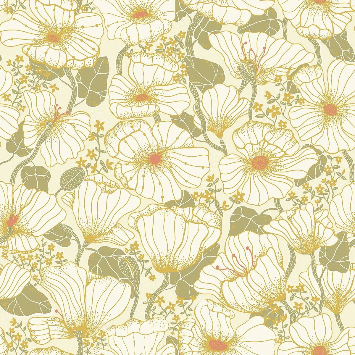 A-Street Prints Matilda Green Poppy Fields Wallpaper - SKU 2932-65111