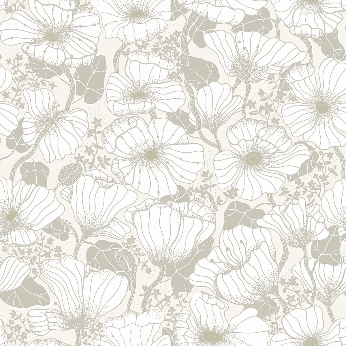 A-Street Prints Matilda Grey Poppy Fields Wallpaper - SKU 2932-65109
