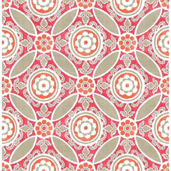 A-Street Prints Maya Pink Medallion Wallpaper - SKU 2744-24113