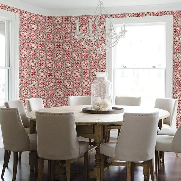 A-Street Prints Maya Pink Medallion Wallpaper | Wallpaper Twins A-Street Prints Maya Pink Medallion Wallpaper - SKU 2744-24113