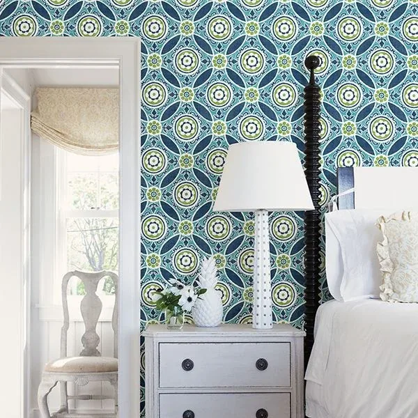 A-Street Prints Maya Teal Medallion Wallpaper | Wallpaper Twins A-Street Prints Maya Teal Medallion Wallpaper - SKU 2744-24115