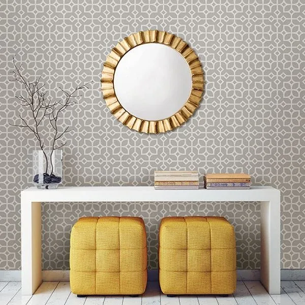 A-Street Prints Maze Light Grey Tile Wallpaper - SKU 2697-78024