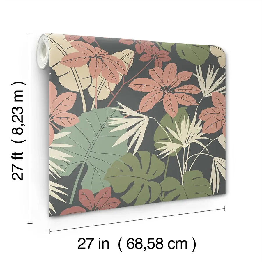 A-Street Prints Medellin Black Rainforest Floor Wallpaper - SKU 4122-72410