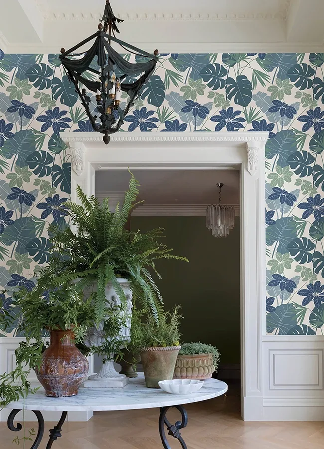 A-Street Prints Medellin Blue Rainforest Floor Wallpaper - SKU 4122-72411