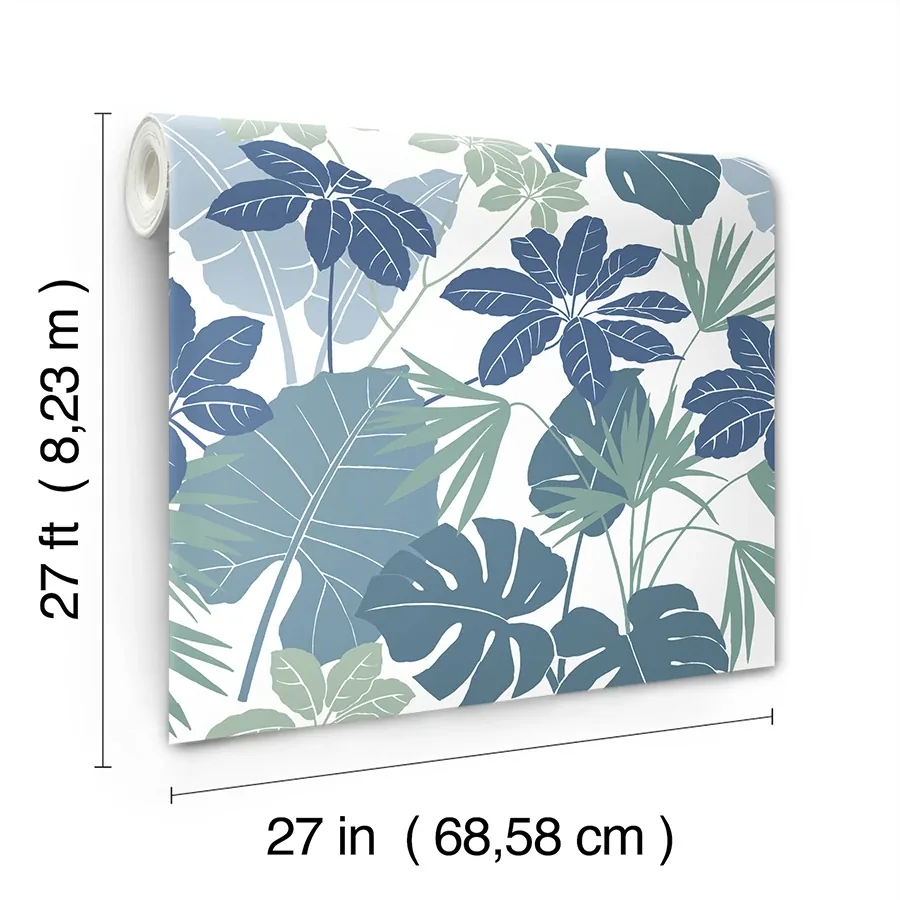A-Street Prints Medellin Blue Rainforest Floor Wallpaper - SKU 4122-72411