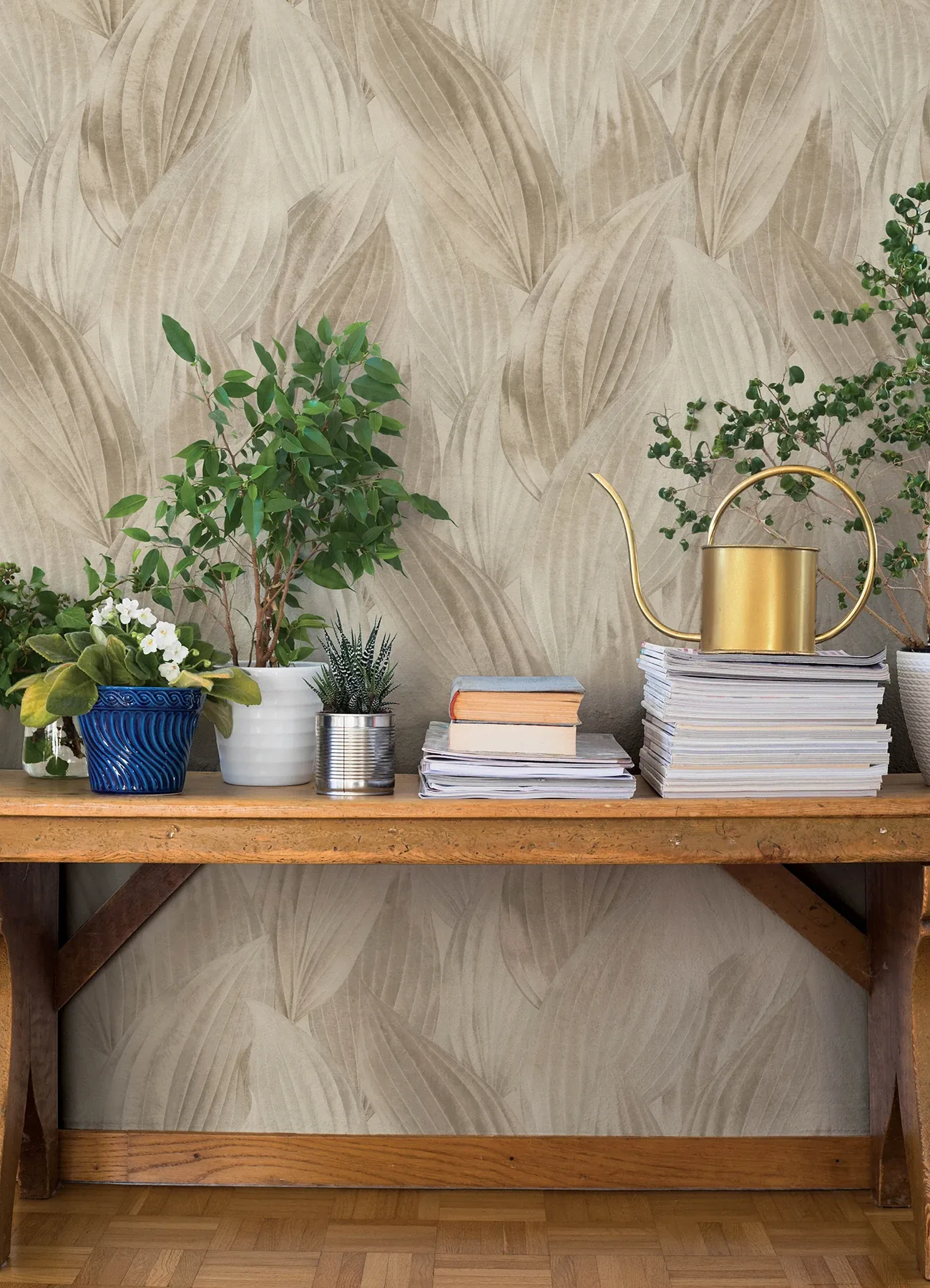 A-Street Prints Melora Beige Leaf Wallpaper - SKU 4202-571554