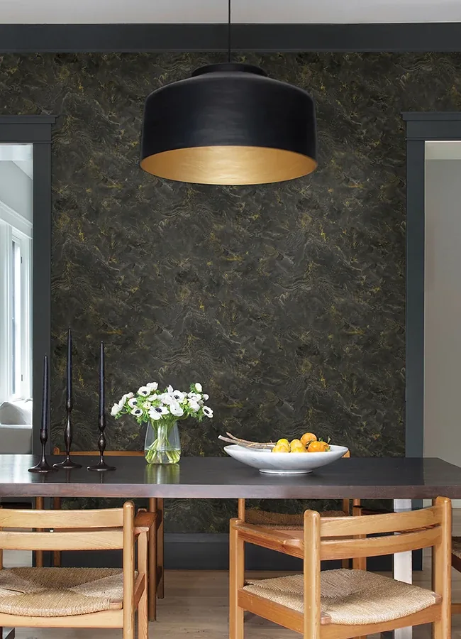 A-Street Prints Meness Black Metallic Marbling Wallpaper - SKU 4105-86619